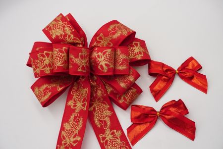Christmas Red Gold Ribbon Bow